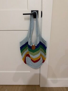 Rainbow fabric bag.